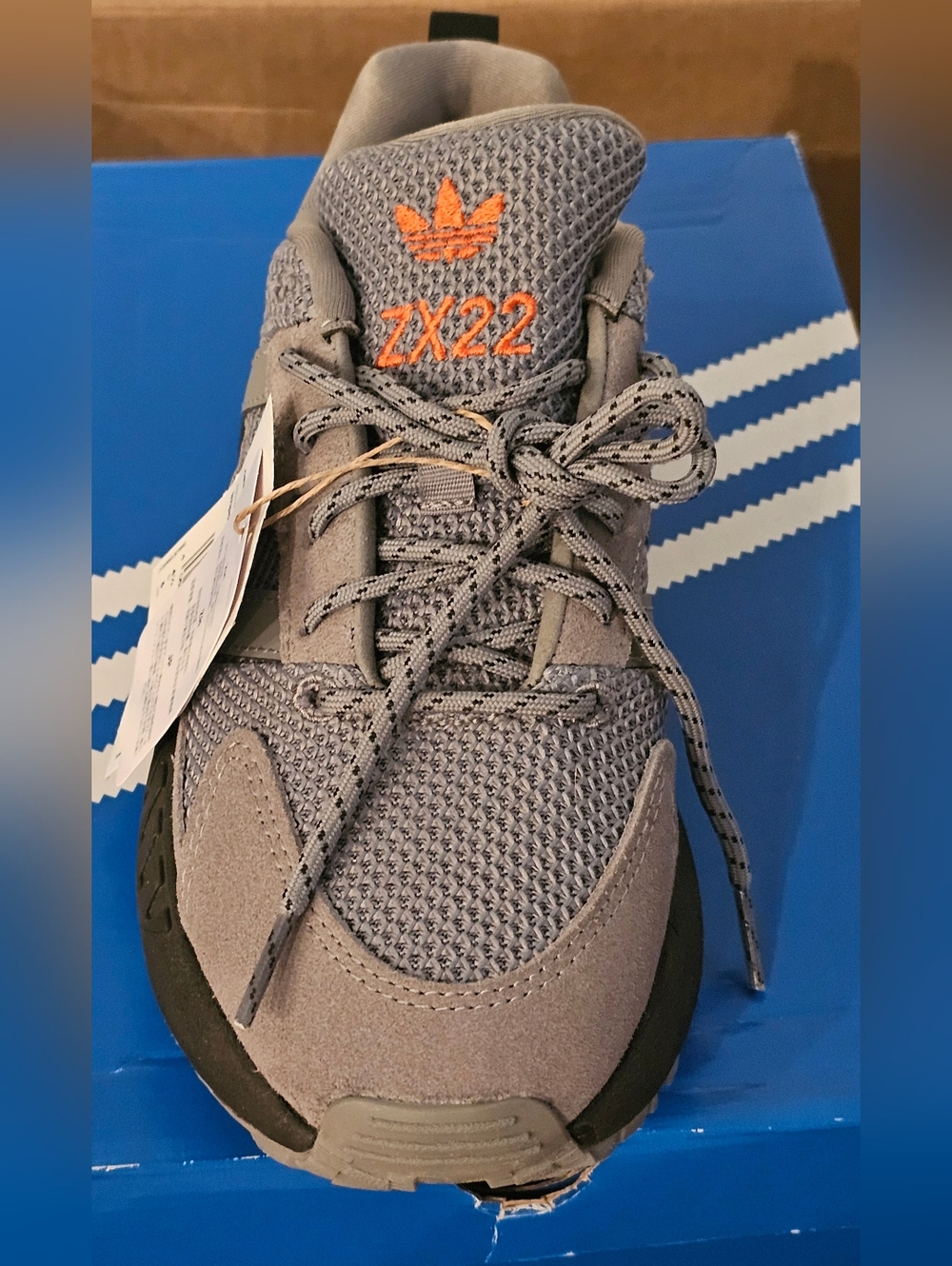 Adidas Originals ZX 22 J Sneakers Grey/Black/Orange Big Kids Size US 5 NWT/NIB